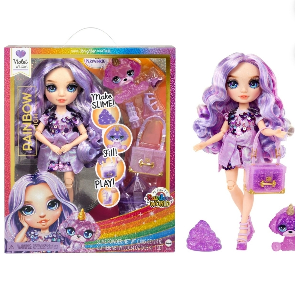Rainbow High Violet with Slime Kit & Pet, 11” Doll, Purple, Ages 4+